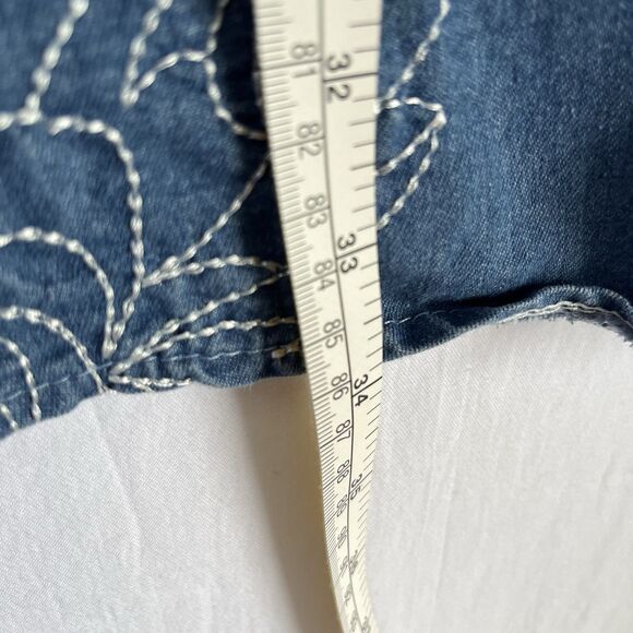 Korean Brand Embroidery Womens Slim Fit Denim Skirts Jean Dress Long Sleeve Sz L - Picture 10 of 12